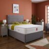 1 Athens Upholstered Divan Bed Set with Framed Border Headboard