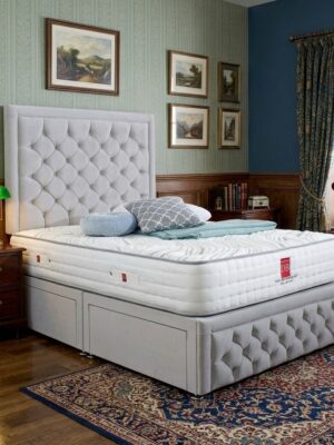 Andalusia Upholstered Divan Bed Set with Tall Button Tufted Headboard and Footboard