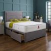 2 (1) Athens Upholstered Divan Bed Set with Framed Border Headboard