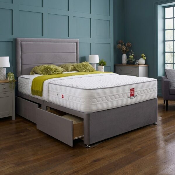 2 (1) Athens Upholstered Divan Bed Set with Framed Border Headboard