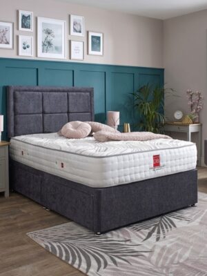 Lisbon Luxury Divan Bed Set -Border Headboard & Mattress Bundle