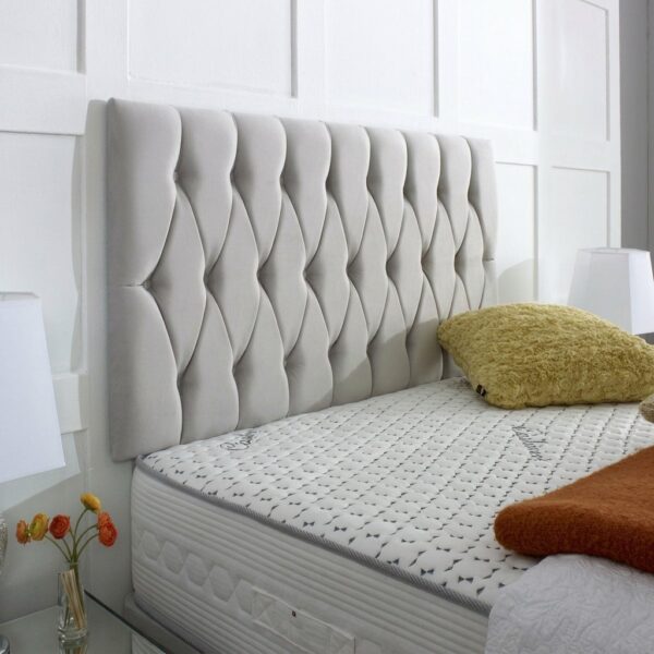 2 (2) Belgravia Upholstered Divan Bed Set -Tufted Button Headboard