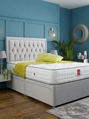 Windsor Upholstered Divan Bed Set with Luxury Button Headboard