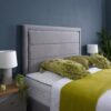 3 Athens Upholstered Divan Bed Set with Framed Border Headboard