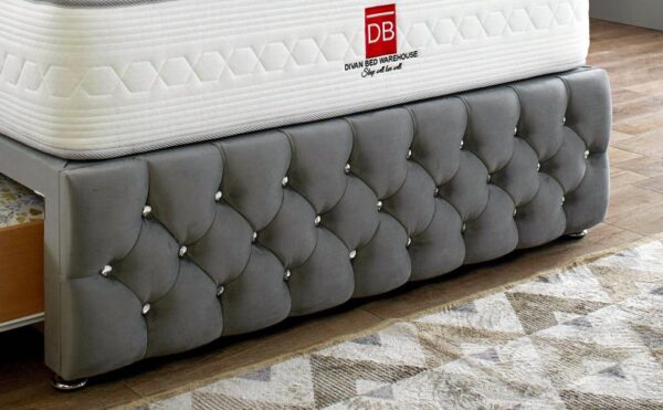 Regency Button-Tufted Divan Bed Set with Tall Headboard & Footboard