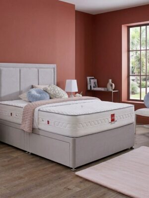 Florence Luxury Upholstered Divan Bed Set with Border Headboard
