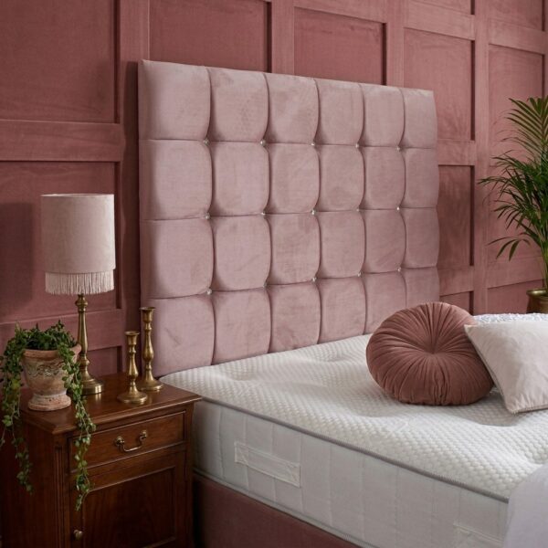 4 Delilah Upholstered Divan Bed Set with Tall Button Tufted Headboard