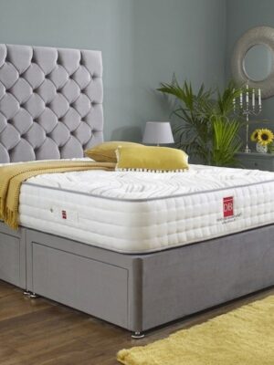 Royal Chesterfield Upholstered Divan Bed Set with Tall Button-Tufted Headboard