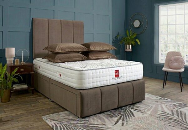 7 Milan Upholstered Divan Bed Set with Tall Headboard