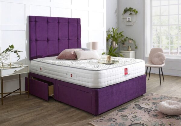 7 Turin Upholstered Divan Bed Set with Tall Button Tufted Headboard