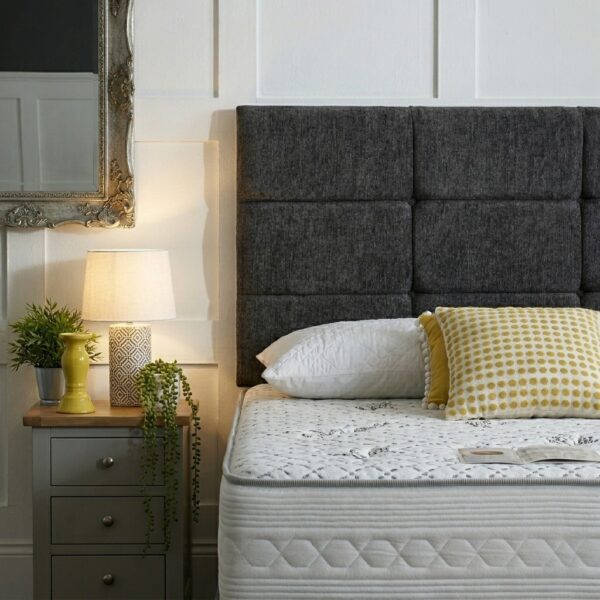 _74 Monty Upholstered Divan Bed Set with Button-Tufted Headboard