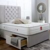 77 Regal Upholstered Divan Bed Set with Tall Button Tufted Headboard