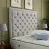 77777 Andalusia Upholstered Divan Bed Set with Tall Button Tufted Headboard and Footboard