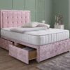 Aurora Upholstered Divan Bed Set with Button Border Headboard