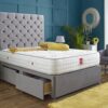 8 Royal Chesterfield Upholstered Divan Bed Set with Tall Button-Tufted Headboard