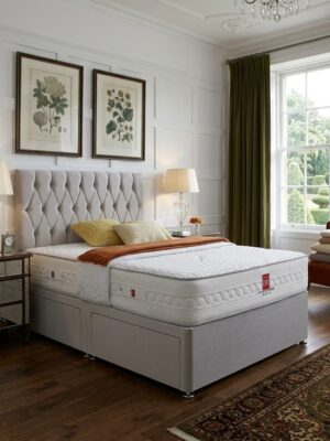 Belgravia Upholstered Divan Bed Set -Tufted Button Headboard