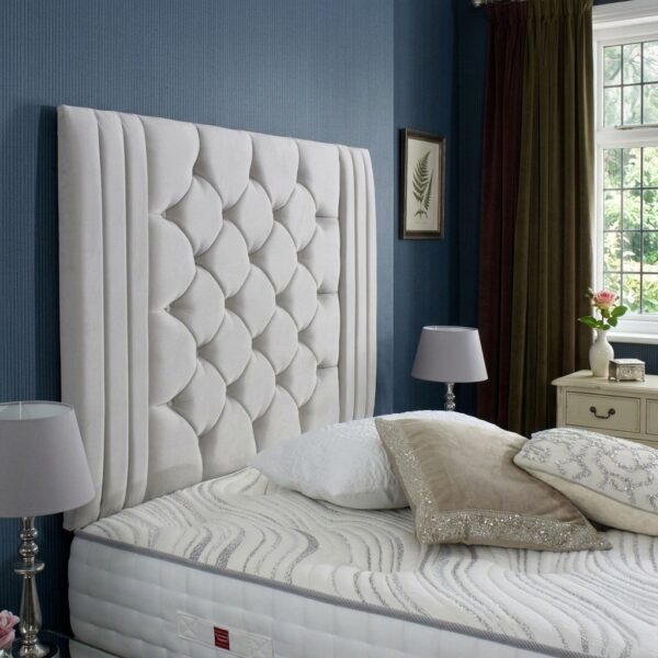 9 Regal Upholstered Divan Bed Set with Tall Button Tufted Headboard