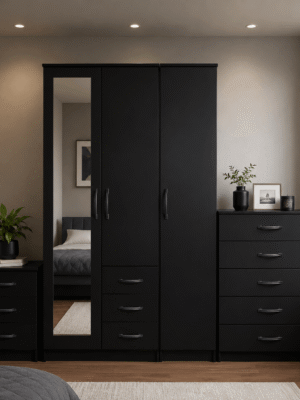 3-Door Wardrobe with 1 Full Mirror