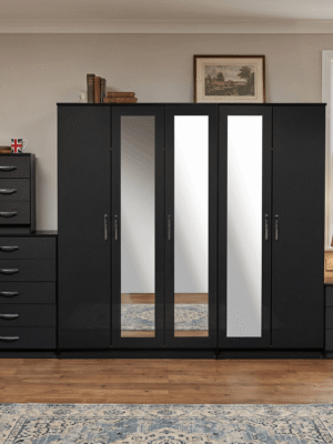 5-Door Wardrobe with 3 Full-Length Mirrors