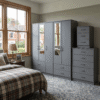 5-Door Wardrobe with 2 Half-Mirrors