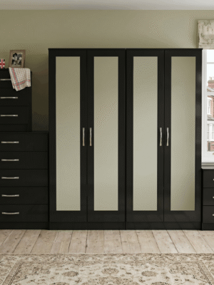 4-Door Wardrobe with 4 Full-Length Mirrors
