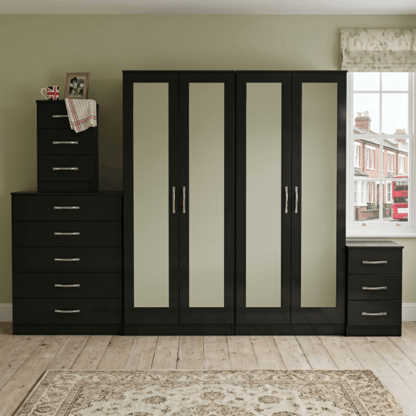 4-Door Wardrobe with 4 Full-Length Mirrors