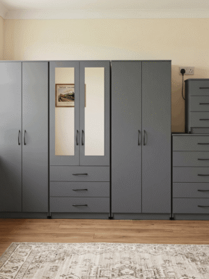 6-Door Wardrobe with 2 Half-Mirrors