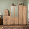 4-Door Quad Wardrobe with 2 Drawers & 2 Half-Mirrors