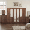 6-Door Wardrobe with Mixed Full & Half-Mirrors