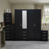 4-Door Wardrobe with Half-Mirror