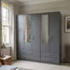 5-Door Wardrobe with Dual Half-Mirrors
