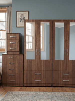 4-Door Wardrobe with 4 Half-Mirrors