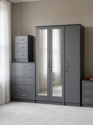 3-Door Wardrobe with 2 Full Mirrors