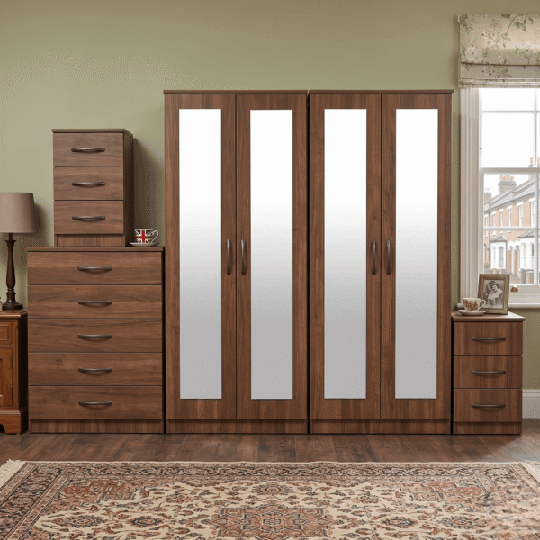 4-Door Wardrobe with 4 Full-Length Mirrors
