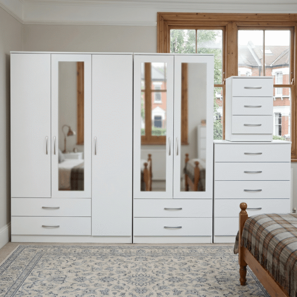 5-Door Wardrobe with 2 Half-Mirrors