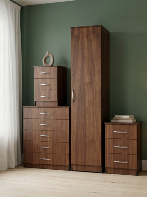 Modern 1-Door Wardrobe in WALNUT