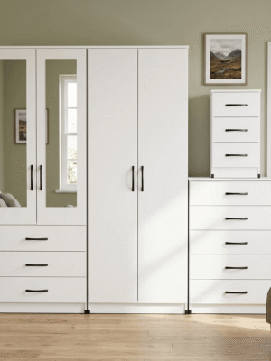 4-Door Wardrobe with 2 Central Full Mirrors