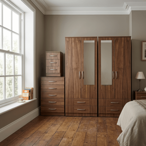 Gemini_Generated_Image_fexe2rfexe2rfexe-Photoroom (1) 4 Door Mirrored Wardrobe with 4 Bottom Drawers