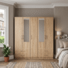 5-Door Wardrobe with Dual Half-Mirrors