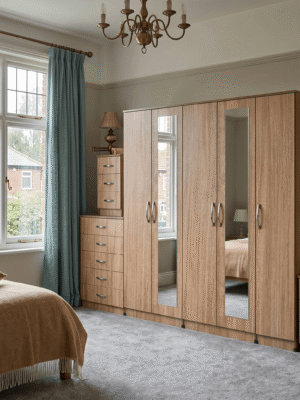 5-Door Wardrobe with 2 Full-Length Mirrors