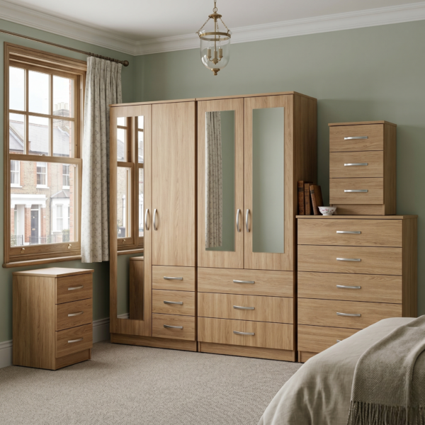 4-Door Wardrobe with Mixed Mirror Design