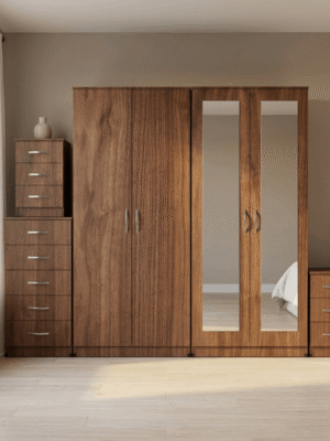 4-Door Wardrobe with 2 Full-Length Mirrors