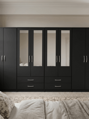 8-Door Octet Wardrobe with 4 Drawers & 4 Half-Mirrors