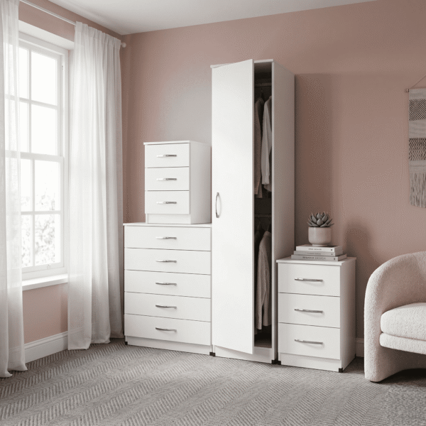 Modern 1-Door Wardrobe in White