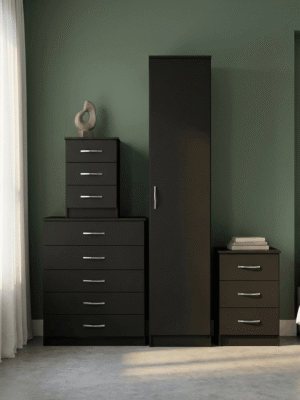 Modern 1-Door Wardrobe in BLACK