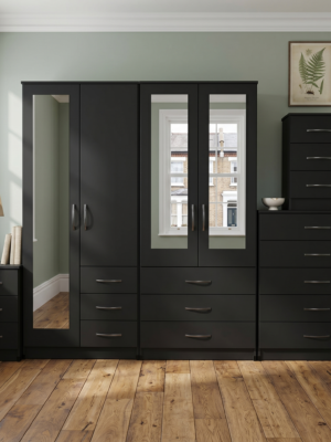 4-Door Wardrobe with Mixed Mirror Design
