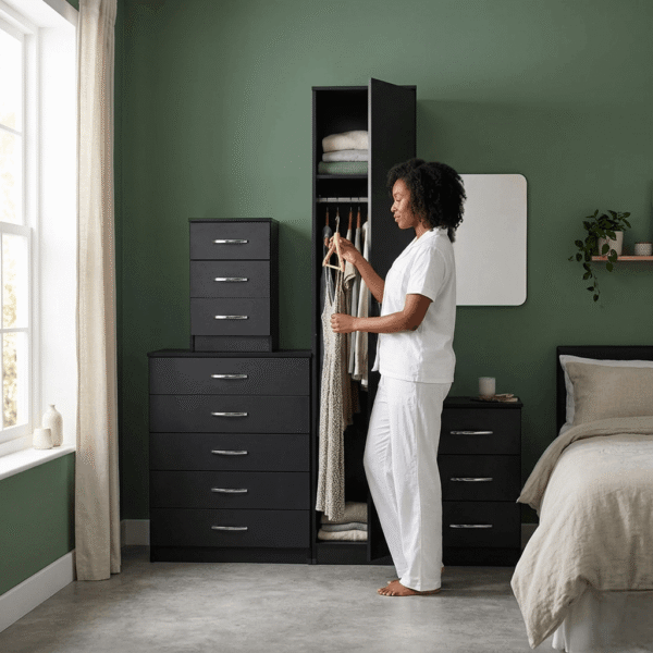 Modern 1-Door Wardrobe in BLACK