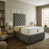 Regency Button-Tufted Divan Bed Set with Tall Headboard & Footboard