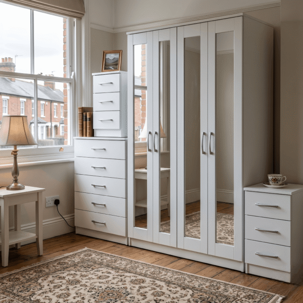 4-Door Wardrobe with 4 Full-Length Mirrors