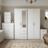 4-Door Wardrobe with Half-Mirror